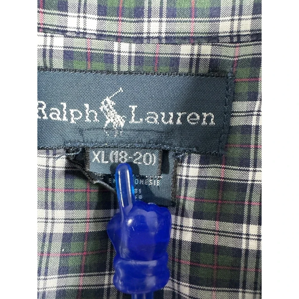 Polo Ralph Lauren Plaid Long Sleeve Button Up Shirt Boys Size XL 18-20 Cotton